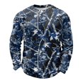 thumbnail image 1 of ASDFVBKG Mens Outdoor Casual Waffle Knit Shirt, Camo Maple Leaf Pattern Crew Neck Long Sleeve Pullover Navy 4XL, 1 of 5