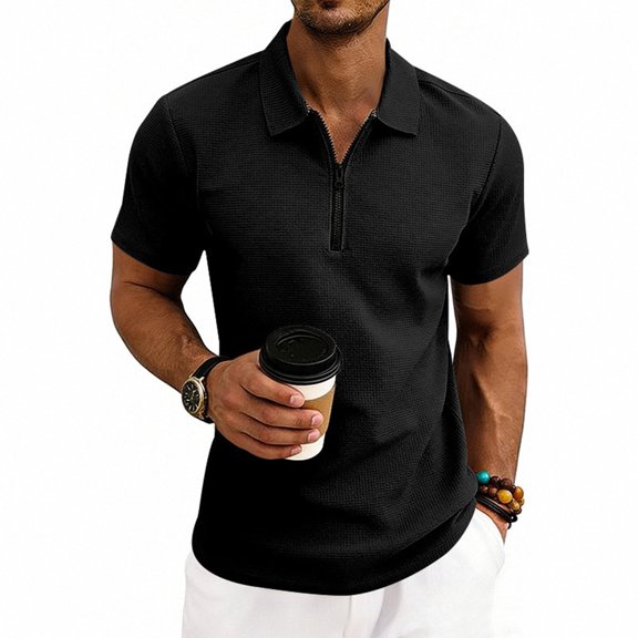 ASDFVBKG Mens Polo Shirts Short Sleeve Casual Polo Shirt Vintage Golf T Shirts Old Money Tops Black 2XL
