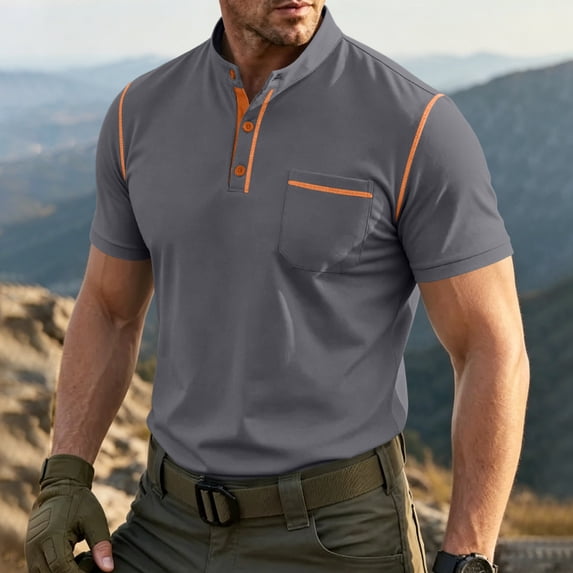 ASDFVBKG Mens Polo Shirts Short Sleeve Golf Shirt Dry Fit Athletic T-Shirt Moisture Wicking Top Gray S