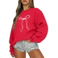 thumbnail image 1 of ASDFVBKG Oversized Sweatshirt for Women Crewneck Bow Graphic Sweatshirts Cozy Fleece Pullover Sweater Preppy Cute Long Sleeve Top Red M, 1 of 5