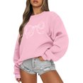 thumbnail image 1 of ASDFVBKG Oversized Sweatshirt for Women Crewneck Long Sleeve Casual Fleece Tops Graphic Hoodies Pullover Sweater Pink S, 1 of 5