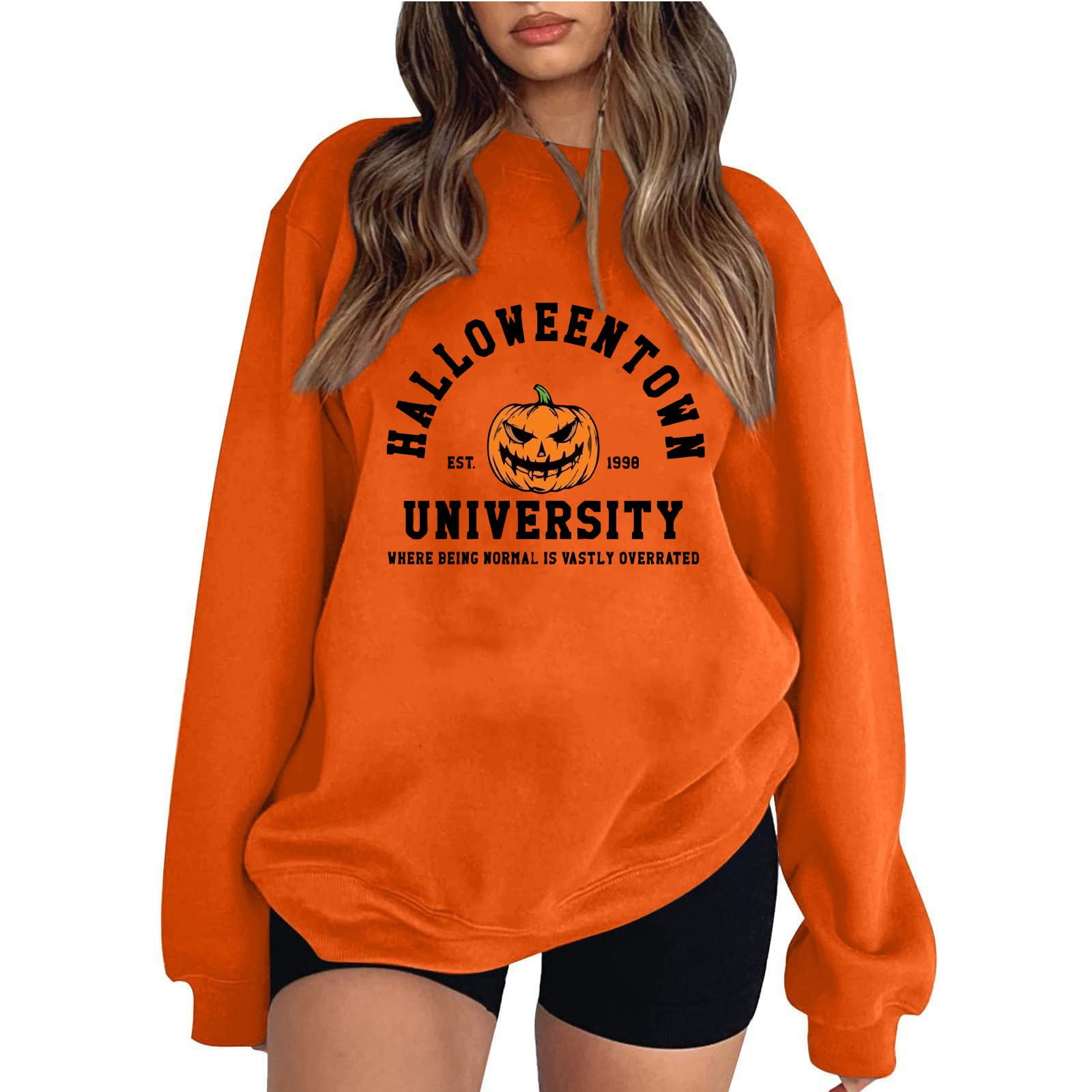 ASDFVBKG Oversized Sweatshirt for Women Novelty Pumpkin Print Tops