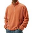 thumbnail image 1 of ASDFVBKG Oversized Sweatshirts for Men Polar Fleece Stand Collar Lightweight Long Sleeve Sweatshirts Outerwear Comfy Fall Winter Solid Outfits Saffron M, 1 of 6