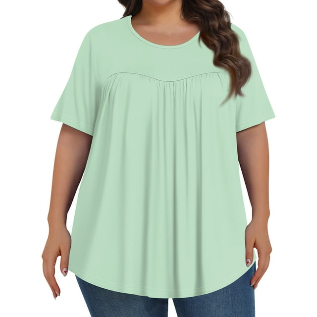 ASDFVBKG Plus Size T Shirts for Women Loose Fit Cute Tunics Short