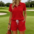 thumbnail image 1 of ASDFVBKG Polo Shirts Set for Women Short Sleeve Collared Button Golf Tee and Shorts Cotton Business Casual Summer Work Tops Red 2XL, 1 of 8