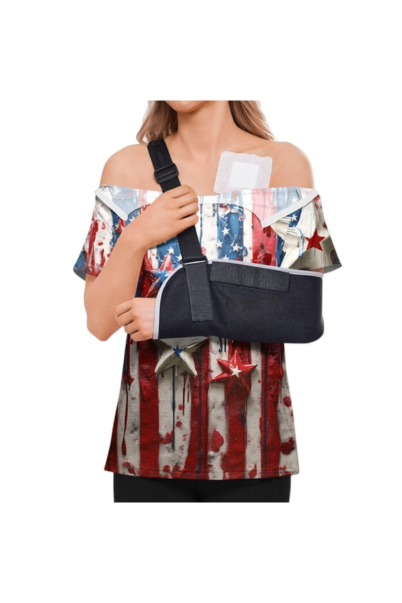 Post Shoulder Surgery Shirts for Women Tear Away Side Snap Chemo Port Shirts Short Sleeve Adaptive Clothing 2026 Brown M