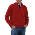 thumbnail image 1 of ASDFVBKG Quarter Zip Collared Sweaters for Men Long Sleeve Collar Lightweight Ribbed Knit Pullover Casual Men Loose Fit Fashion Cozy Fall Winter Solid Tops Red XL, 1 of 4