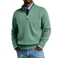 thumbnail image 1 of ASDFVBKG Quarter Zip Collared Sweaters for Men Long Sleeve Collared Lightweight Knitted Pullover Casual Mens Loose Dressy Cozy Fall Winter Solid Top Sweaters Green 2XL, 1 of 4