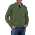 thumbnail image 1 of ASDFVBKG Quarter Zip Sweaters for Men Long Sleeve Collared Lightweight Knitted Pullover Casual Men Loose Fit Trendy Cozy Fall Winter Solid Top Sweaters Army Green L, 1 of 5