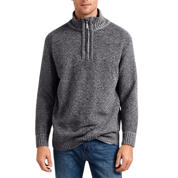 ASDFVBKG Quarter Zip Sweaters for Men Long Sleeve Collared Lightweight Knitted Pullover Casual Mens Loose Trendy Soft Fall Winter Solid Top Sweaters Coffee 2XL