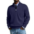 thumbnail image 1 of ASDFVBKG Quarter Zip Sweaters for Men Long Sleeve Collared Lightweight Knitted Pullover Casual Mens Oversized Fashion Cozy Fall Winter Solid Top Sweaters Dark Blue L, 1 of 4