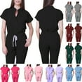 thumbnail image 1 of ASDFVBKG Scrubs Set for Women Round Neck Snap-Front Short Sleeve Jogger Suit with Multi Pockets Nurse Tops & Cargo Pant 2025 Nurse Uniform Casual Workwear Scrub Sets Black 2XL, 1 of 5