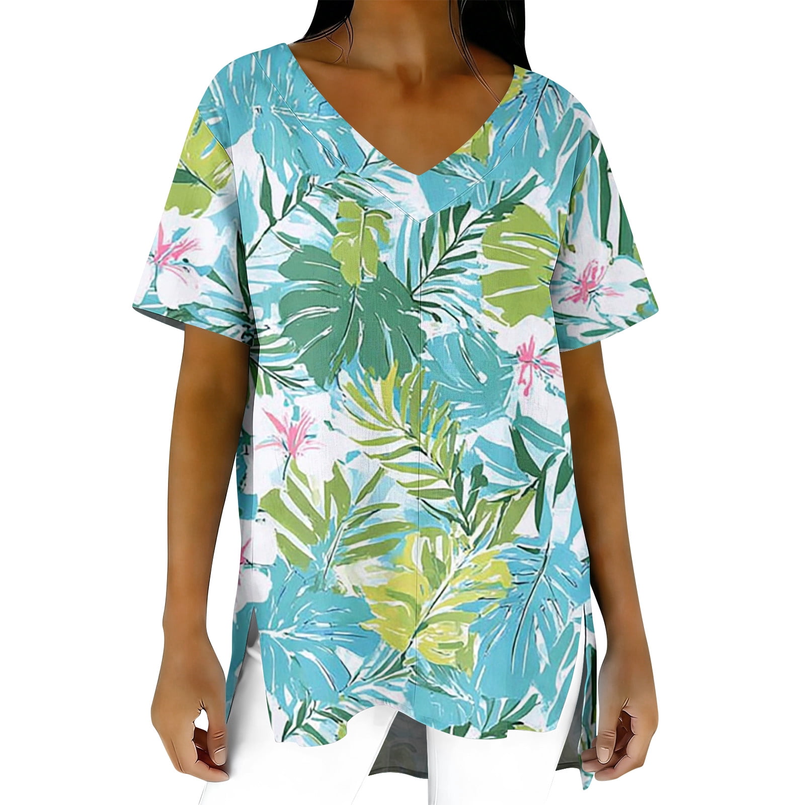 ASDFVBKG Short Sleeve Tops for Women Spring Dressry Loose Fit Tee ...