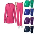 thumbnail image 1 of ASDFVBKG Snap-Front Scrub Jacket Set for Women Warm-Up Crew Neck Jacket with Multi Pocket 2025 Solid Color Nurse Tops & Cargo Pant Fitted Workwear Suit for Women Hot Pink M, 1 of 5