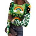 thumbnail image 1 of ASDFVBKG St Patrick's Day Tops for Women Fashion Crew Neck Basic Long Sleeve Slim Fit T-Shirts Ribbed Knit St Patrick's Day Lucky Shamrock Comfy Outfits Multicolor 2XL, 1 of 6