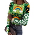 thumbnail image 1 of ASDFVBKG St Patrick's Day Tops for Women Fashion Crew Neck Basic Long Sleeve Slim Fitted Tops Ribbed Knit St Patrick's Day Lucky Shamrock Soft Pullover Tops Multicolor M, 1 of 6