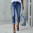 thumbnail image 1 of ASDFVBKG Straight Leg Jeans for Women Cropped Trendy Jeans Stretch Denim Pull on Raw Hem Summer Capris Jeans Light Blue XL, 1 of 4