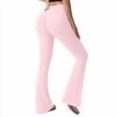 thumbnail image 1 of ASDFVBKG Styles Women's High Waist Bootcut Yoga Pants Flared Yoga Pants Workout High-Waisted Crossover Flare Pants Tall & Long Tummy Control Leggings Pink XL, 1 of 5