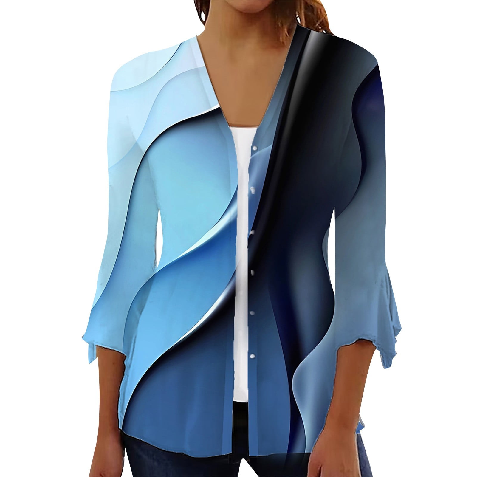 ASDFVBKG Summer Shrugs for Women Lightweight 3/4 Sleeve Black Cardigan