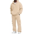 thumbnail image 1 of ASDFVBKG Sweatsuits for Men 2 Piece Solid Color Zipper Fleece Pullover Hoodies Jogging Sport Pant Set Sweat Winter Suit with Pockets Beige M, 1 of 5