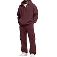 thumbnail image 1 of ASDFVBKG Sweatsuits for Men 2 Piece Solid Color Zipper Fleece Pullover Hoodies Jogging Sport Pant Set Sweat Winter Suit with Pockets Wine M, 1 of 4
