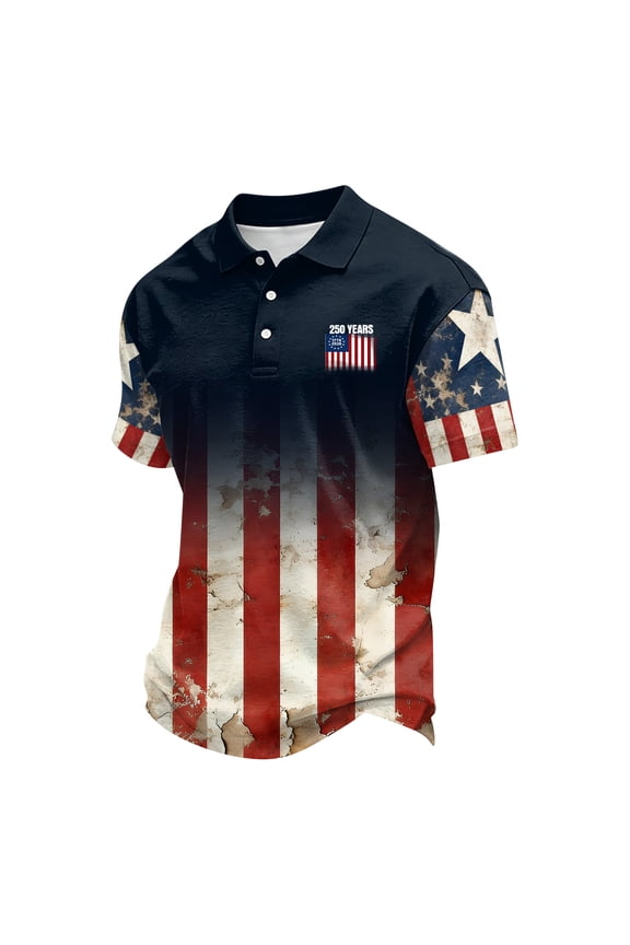 Usa Flag Shirts for Men: Usa Flag 1776-2026 Patriotic Henry Neck Sweatshirt Short Sleeve Patriotic Usa Graphic Tops for Men Red L