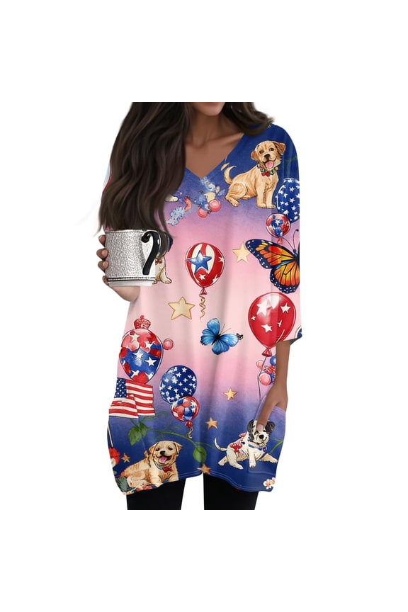 Usa Flag Shirts for Women: Crewneck Patriotic Shirt Vintage American Flag Graphic Usa Graphic Plus Size Tops for Womens Multicolor S