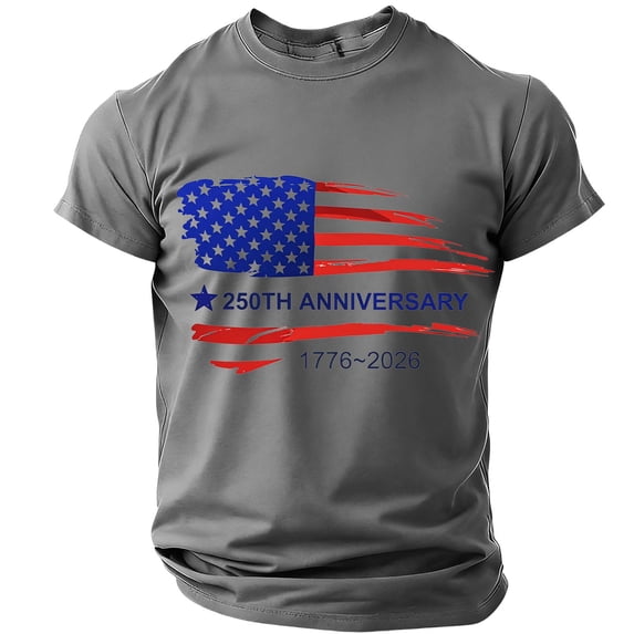 Hogleaql Usa Flag Tee Shirt for Men 4th Of July Crew Neck American Flag Print Short Sleeve T-Shirts Patriotic Trendy Independence Day Loose Fit Pullover Dark Gray 3XL