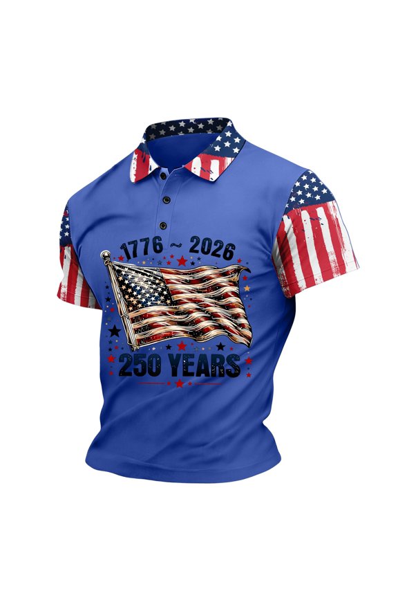 Usa Shirt for Men 1776-2026 250th Anniversary T Shirts 4th Of July Usa Graphic Shirts Blue L