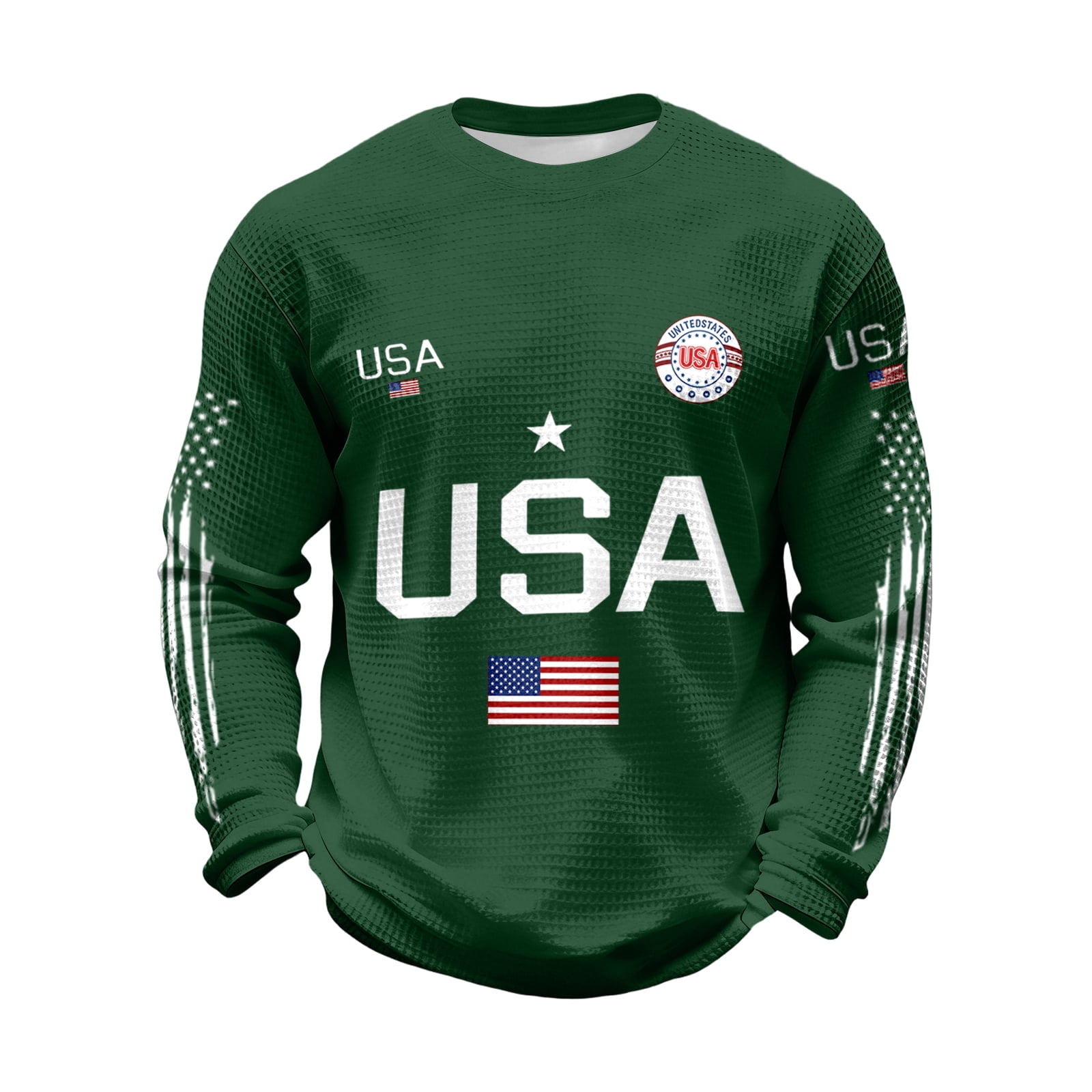 ASDFVBKG Usa Shirt for Men Crewneck Patriotic Tee American Flag 1776 ...