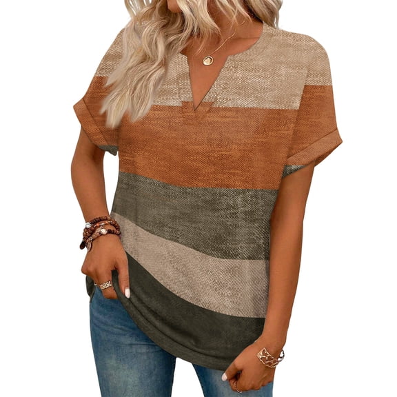 ASDFVBKG V-Neck Shirt for Women Comfy Short Sleeve Shirts Trendy Floral Print Relaxed Fit Loose Outfits Gray L