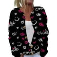 thumbnail image 1 of ASDFVBKG Valentine's Day Cardigans for Women Long Sleeve Heart Print Sweaters Button Down Valentines Day Cardigan Sweater Black S, 1 of 5