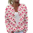 thumbnail image 1 of ASDFVBKG Valentine's Day Cardigans for Women Long Sleeve Heart Print Sweaters Button Down Valentines Day Cardigan Sweater Pink 2XL, 1 of 5
