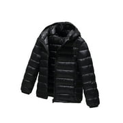 ASDFVBKG Winter Outwear Coats for Kids with Hoods (Padded) Light Puffer Jacket for Outdoor Black 8-9Y