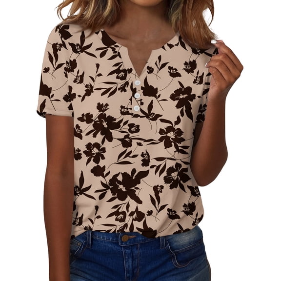 ASDFVBKG Women Heart Shirts Spring casual short Length Sleeve Blouse Valentine Crew Neck Outfits Brown XL