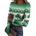 thumbnail image 1 of ASDFVBKG Women St Patrick's Day Shirts: Dressy Crew Neck Basic Long Sleeve Rib Fitted T-Shirts Ribbed Knit Lucky Shamrock Comfortable Tees Army Green L, 1 of 6