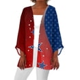 thumbnail image 1 of ASDFVBKG Women's Cardigans 3/4 Sleeve Womens Kimonos Clearance Lightweight Open Front Shrug Cardigan American Flag Print Dressy Casual Plus Size Cardigan, 1 of 5