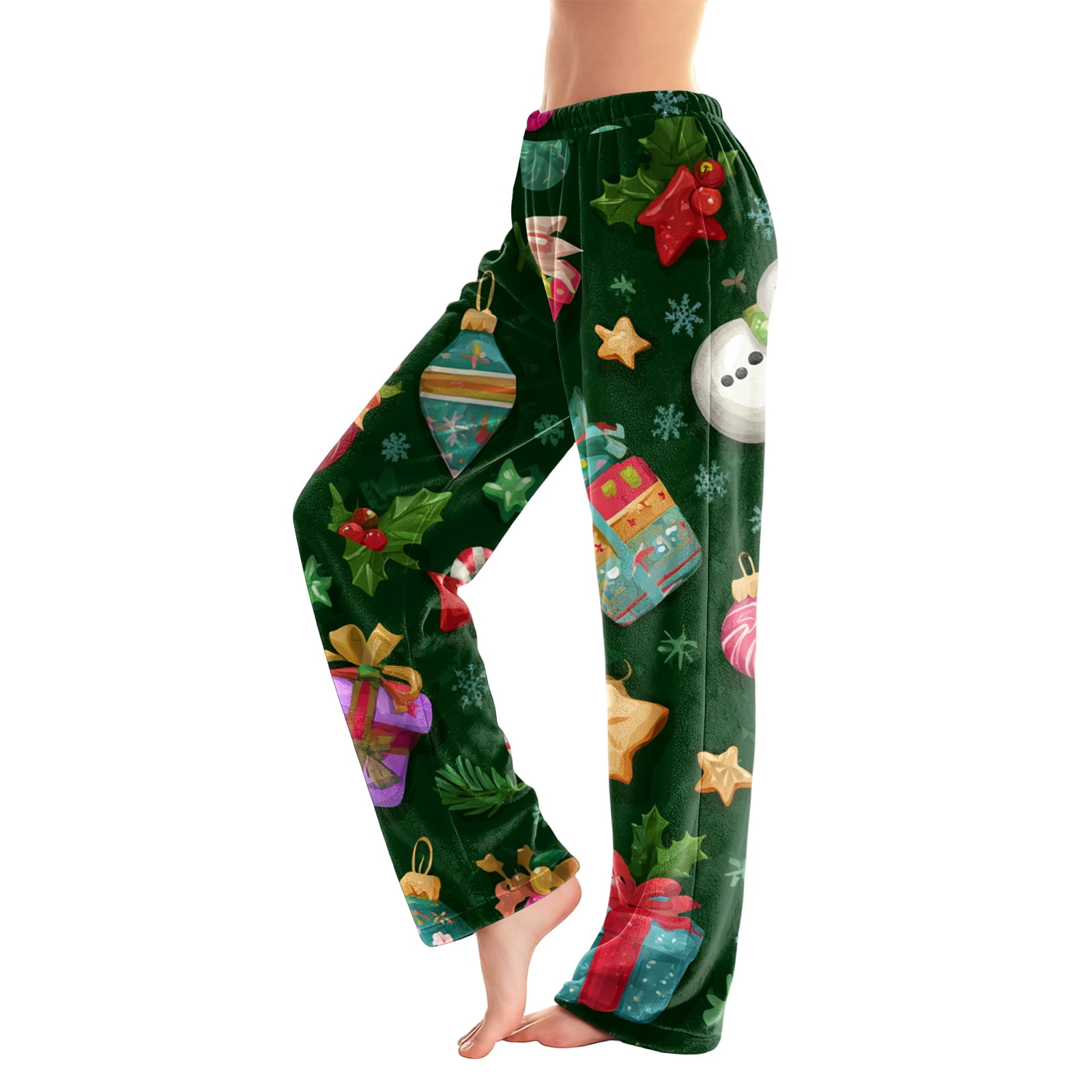 ASDFVBKG Women's Christmas Pajama Pants Flannel Wide Leg Pant Christmas ...
