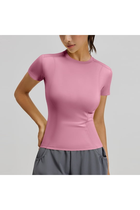 Women's Compression Shirts 3 Pack Short Sleeve Dry Fit Athletic Tight Base Layer for Running Gym Yoga Pink XL