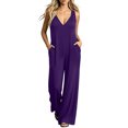 thumbnail image 1 of ASDFVBKG Women's Deep V Neck Sleeveless Jumpsuit Backless Summer Wide Leg Pants Rompers Purple XL, 1 of 5