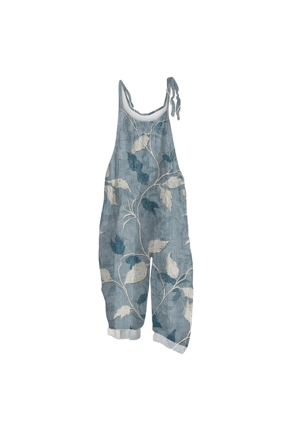 Women's Jumpsuits Casual Loose Sleeveless Overalls Printed Overalls 2026 Beach Vacation Clothes Blue S