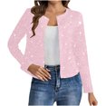 thumbnail image 1 of ASDFVBKG Women's Sequin Jackets Sparkling Open Front Cropped Blazer Long Sleeve Fashion Coat Loose Jackets Pink S, 1 of 5
