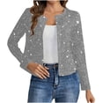thumbnail image 1 of ASDFVBKG Women's Sequin Jackets Sparkly Glitter Open Front Cropped Blazer Long Sleeve Trendy Coat Loose Fit Jackets Light Gray S, 1 of 5
