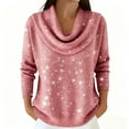 thumbnail image 1 of ASDFVBKG Women's Sweaters Knit Cowl Neck Long Sleeve Solid Color Sweater Pullover Loose Casual Fall Fashion Sweater Pink XL, 1 of 2
