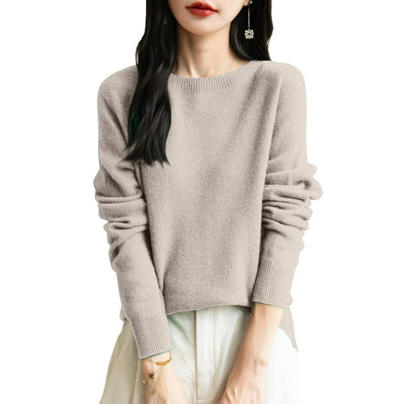 ASDFVBKG Women's Sweaters Long Sleeve Mock Neck Loose Fit Sweater Top Soft Casual Fall Solid Pullover Dressy Outfits Camel L