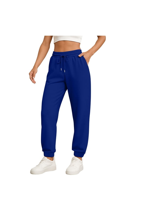 Women's Sweatpants Comfy Lounge Elastic Waist Pants with Pockets Athletic with Cinched Cuffs Drawstring Loose Fit Sweatpants Dark Blue 2XL