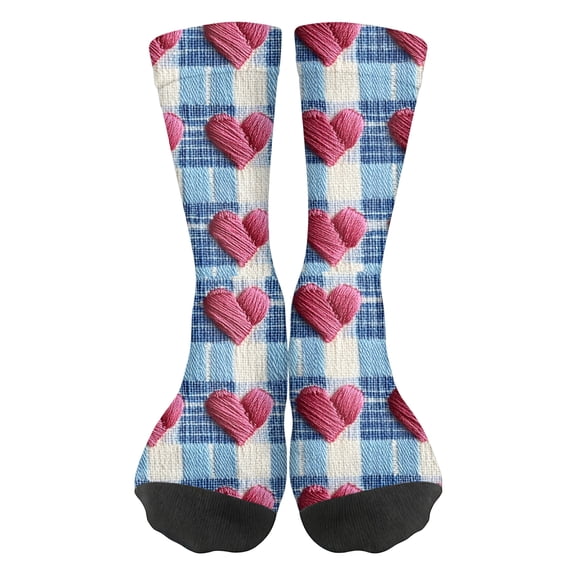 ASDFVBKG Women's Valentine's Day Crew Socks - Pink Heart Zebra Socks H