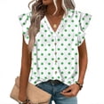 thumbnail image 1 of ASDFVBKG Womens Blouses Spring Tops Cozy Ruffle Trim Sleeveless V Neck Blouses Fashion Dot Pattern Relaxed Fit Loose Outfits Mint Green M, 1 of 1