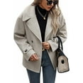 thumbnail image 1 of ASDFVBKG Womens Cropped Wool Jacket Comfortable Notched Collar Long Sleeve Double Breasted Peacoat Loose Fit Button Fashion Fall Winter Blazer Jacket Outerwear White 2XL, 1 of 3