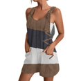 thumbnail image 1 of ASDFVBKG Womens Overalls Shorts Casual Loose Sleeveless Shorts Jumpers Wide Leg with Pockets Cute Summer Rompers Suspenders Brown 2XL, 1 of 4